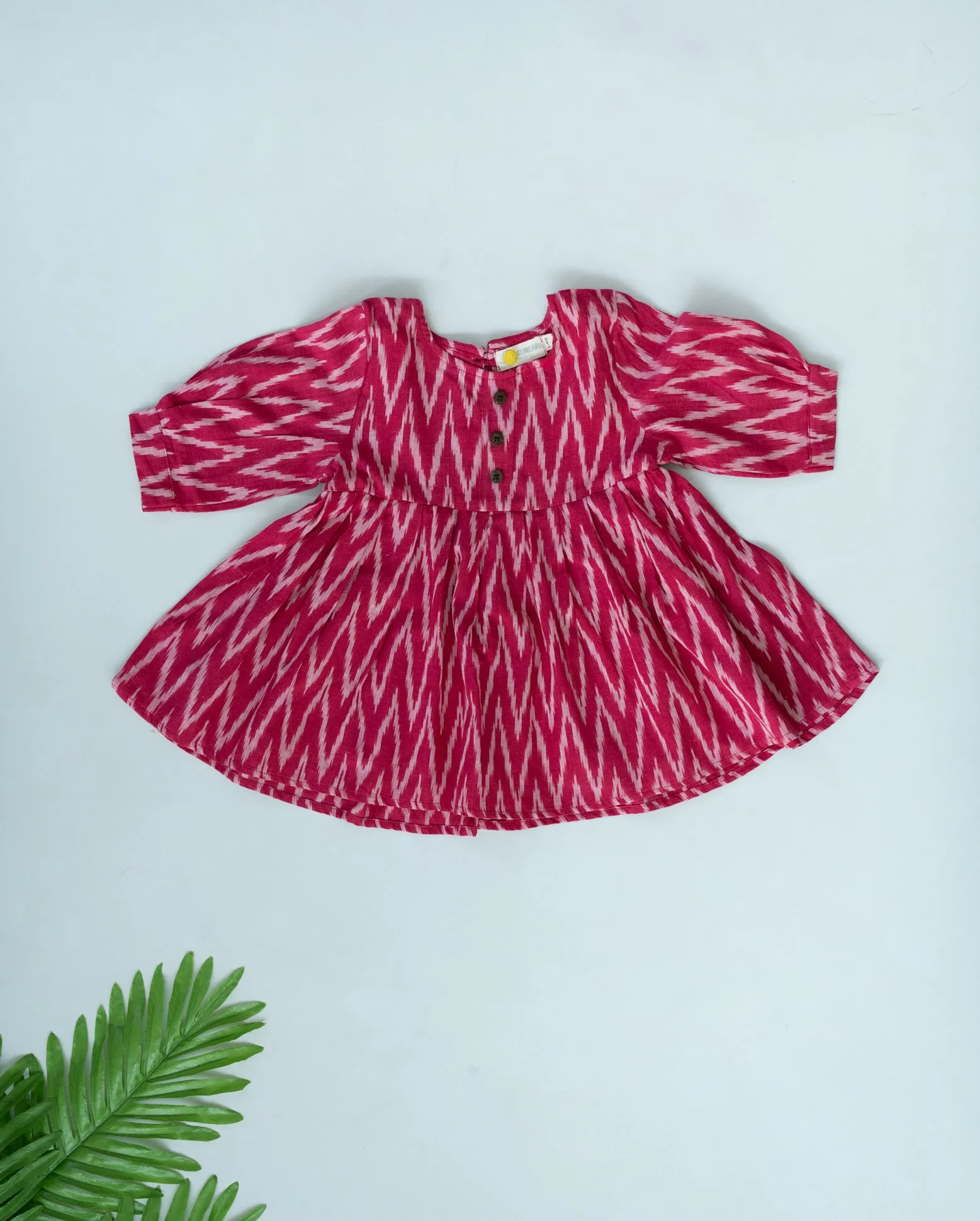 Klingaru Girl Dhoti Set - Pink with Offwhite Ikat