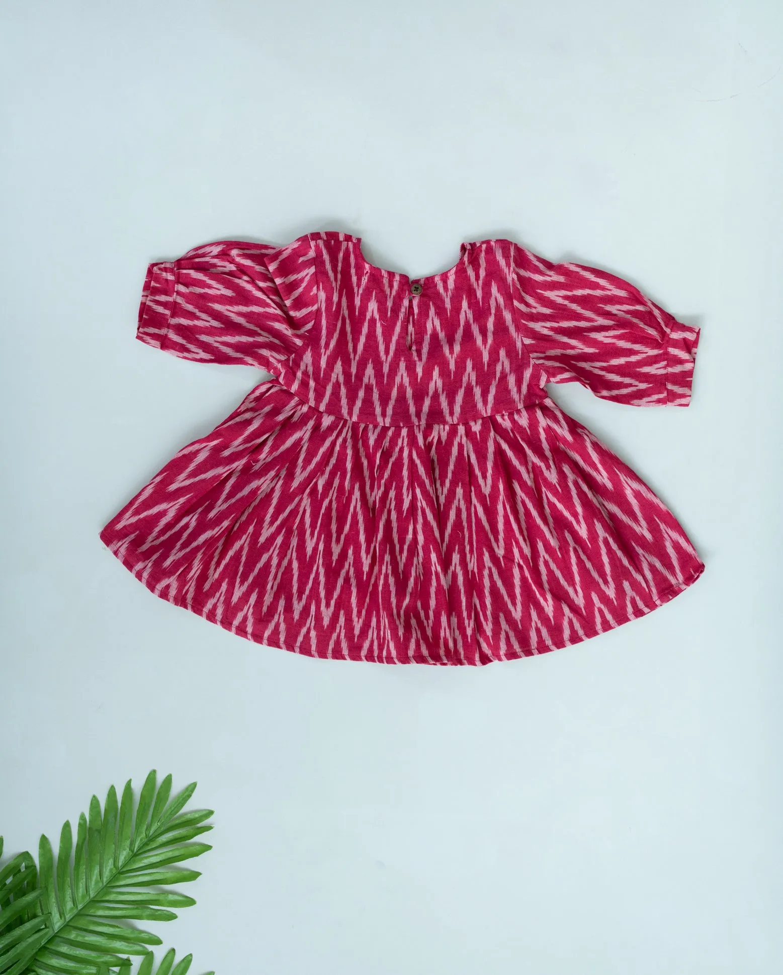 Klingaru Girl Dhoti Set - Pink with Offwhite Ikat