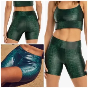 Koral Slalom High-Rise Infinity Shorts in Duffle Green Caiman Size Small