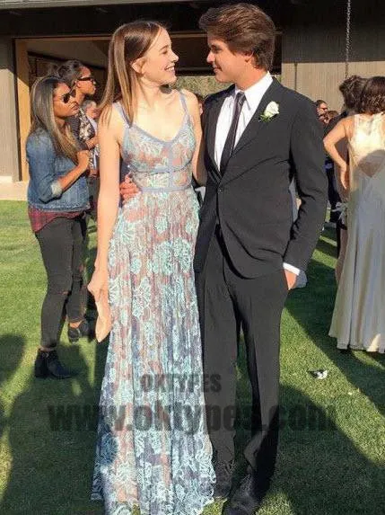 Lace Prom Dress A Line Cheap Long Prom Dress, Backless Prom Dresses, TYP0390