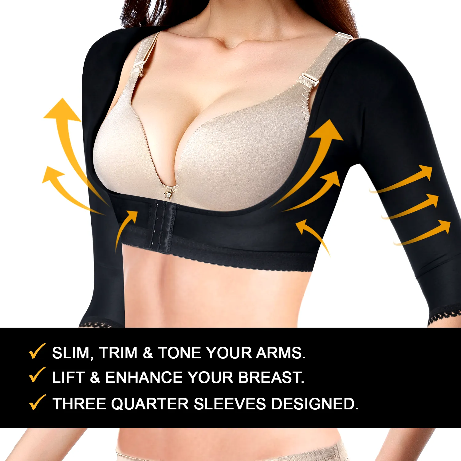 Lady Jeneva - Woman Posture Corrector Upper Arm Compression Shaper - Black