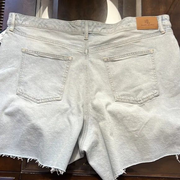 Lauren Ralph Lauren High Rise Frayed Hem Stretch Denim Shorts