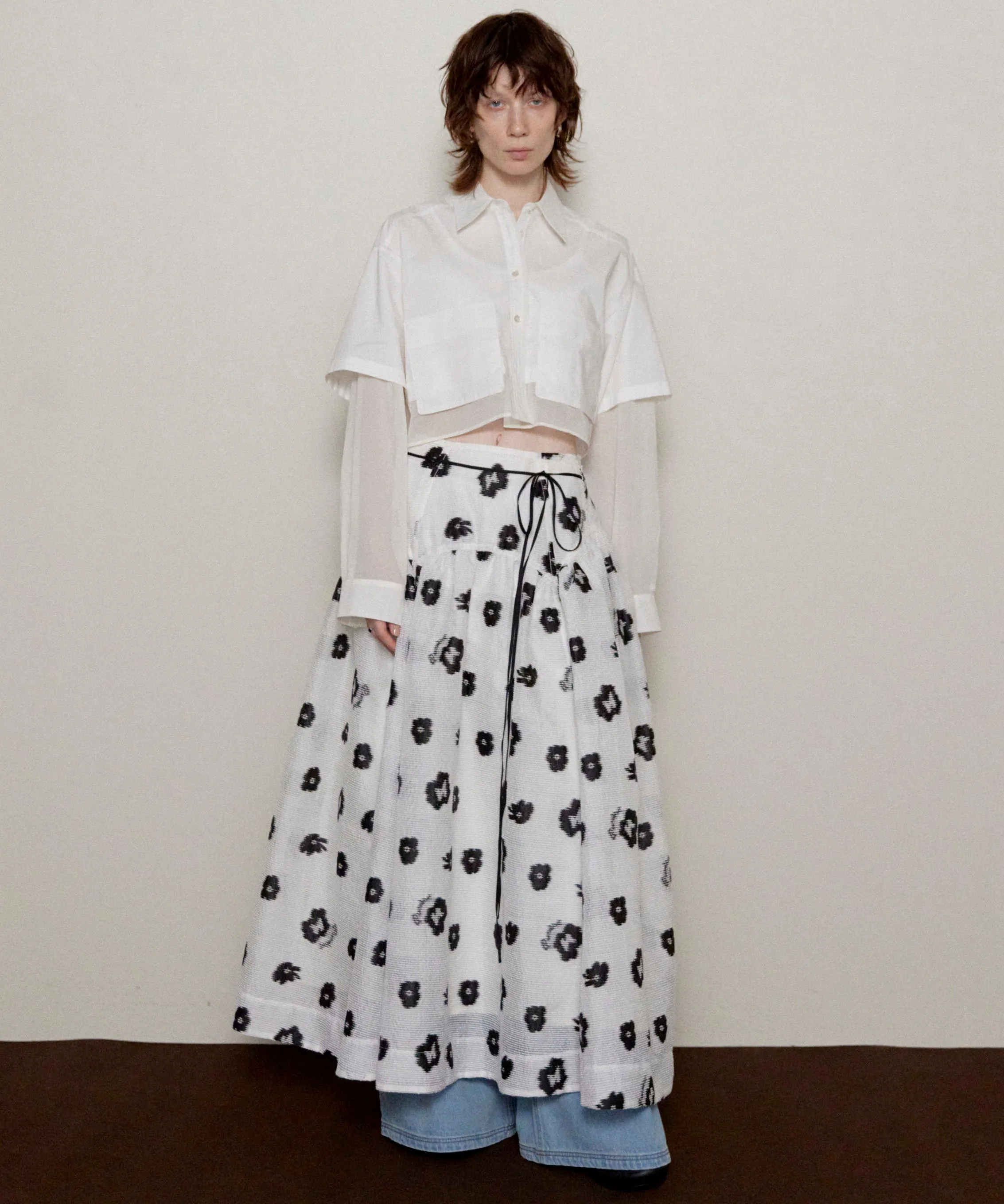 Layered Sheer Fabric Short Length Shirt