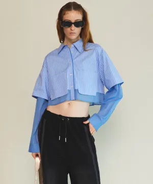 Layered Sheer Fabric Short Length Shirt