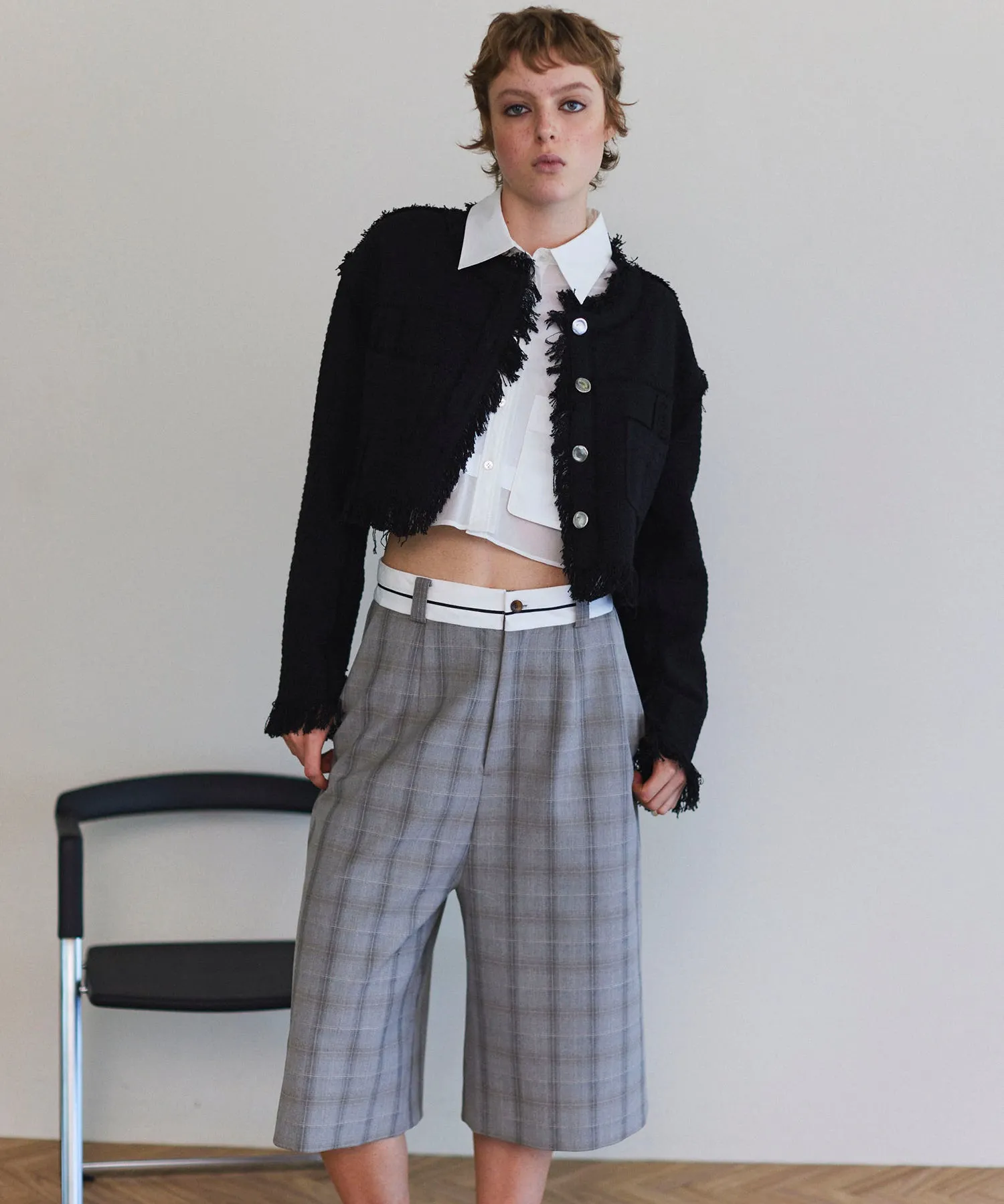 Layered Sheer Fabric Short Length Shirt