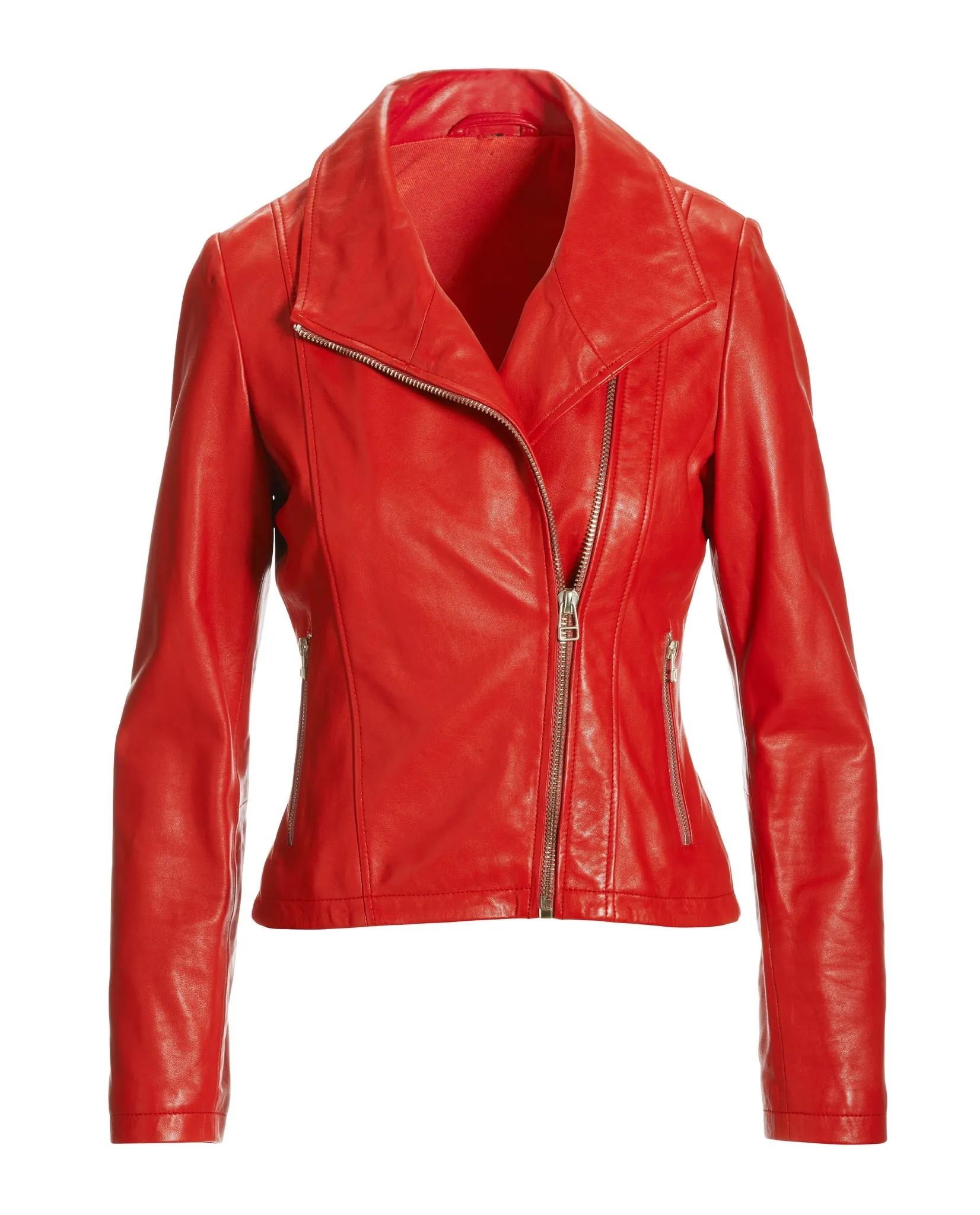 Leather Collared Moto Jacket Caliente