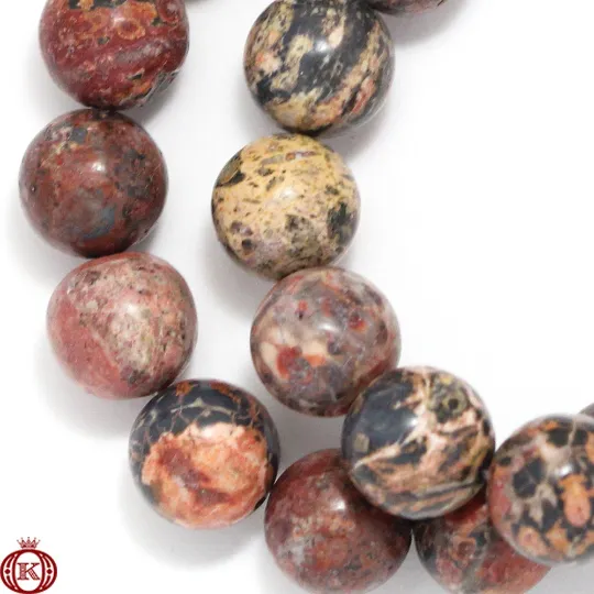 Leopard Jasper Beads Smooth Round