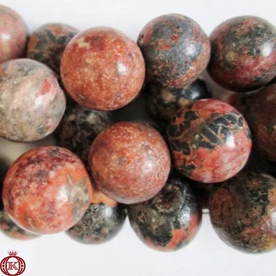 Leopard Jasper Beads Smooth Round