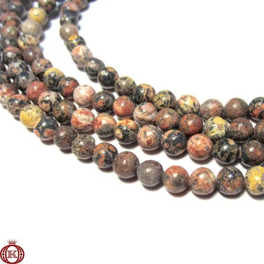 Leopard Jasper Beads Smooth Round