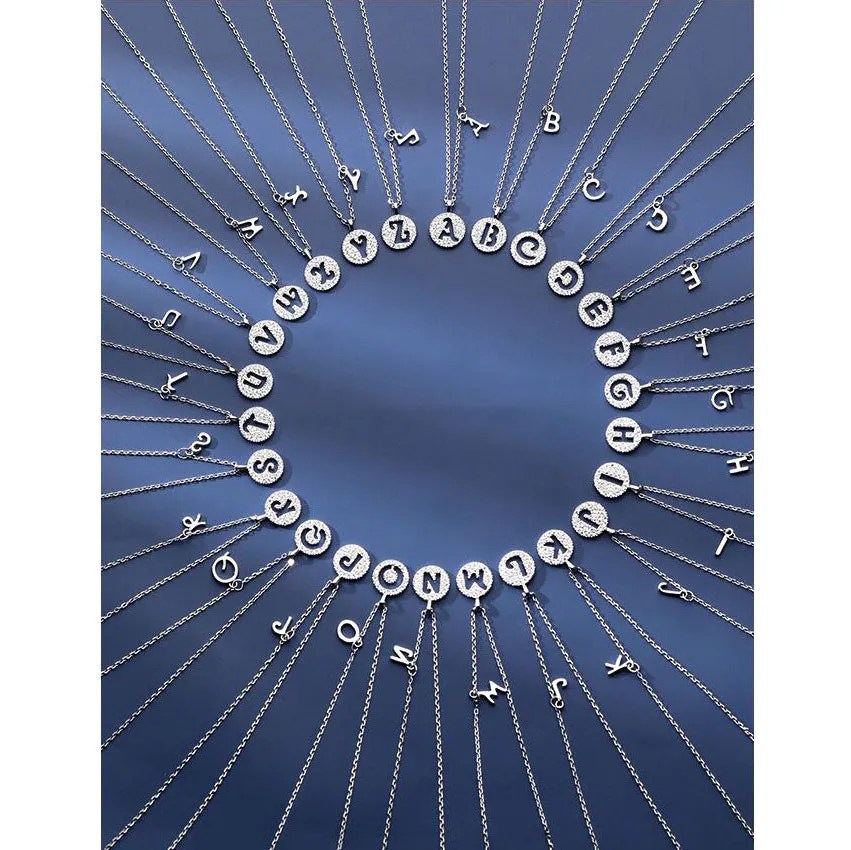 Letter Circle Zircon Necklace-S925 Solid Silver