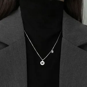 Letter Circle Zircon Necklace-S925 Solid Silver