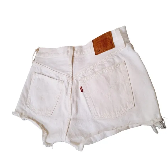 Levi's 501 White High Rise Denim Cutoff Shorts Sz 28