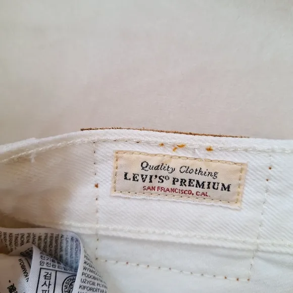 Levi's 501 White High Rise Denim Cutoff Shorts Sz 28