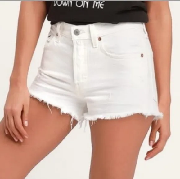 Levi's 501 White High Rise Denim Cutoff Shorts Sz 28