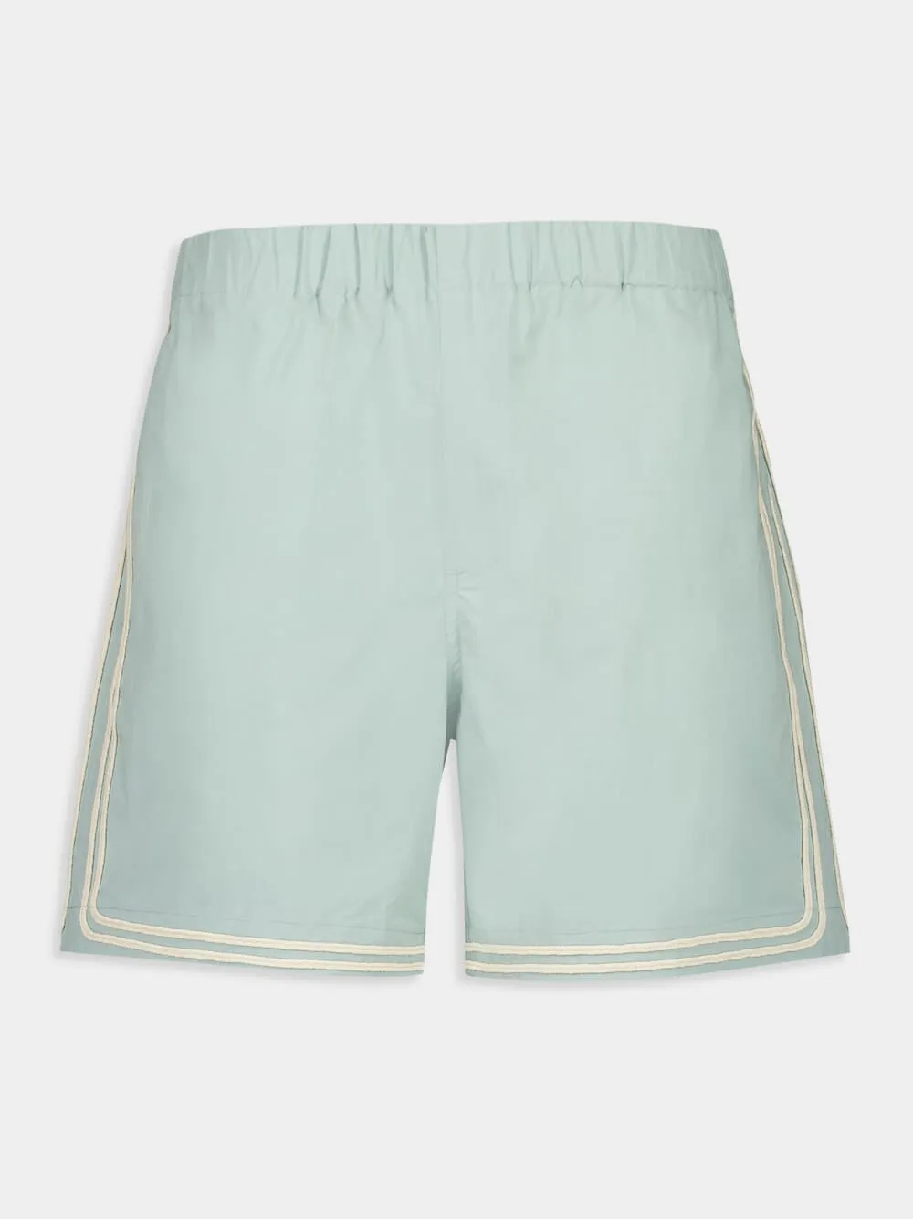 Light Blue Braided Contrast Trim Cotton Shorts