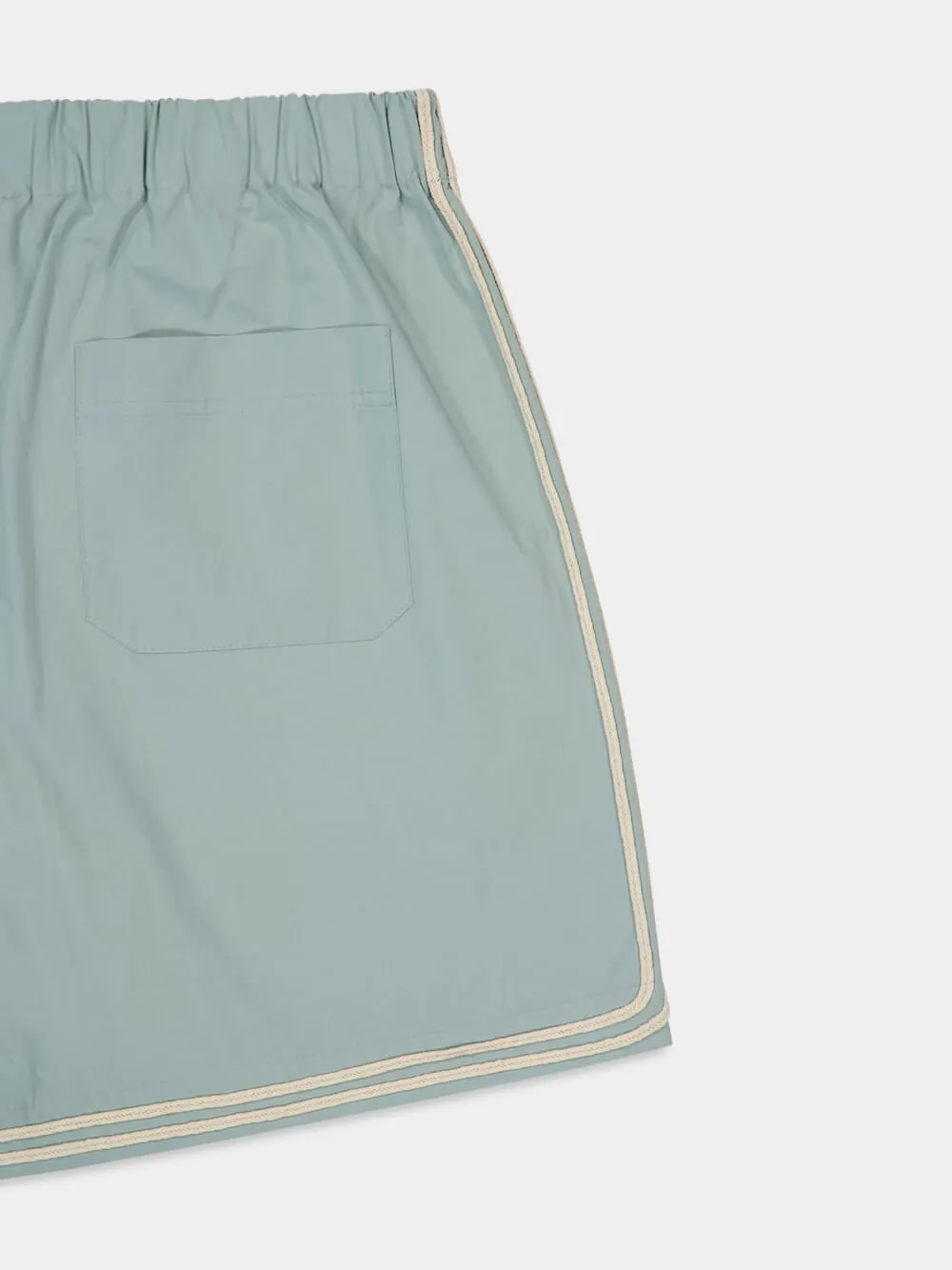 Light Blue Braided Contrast Trim Cotton Shorts