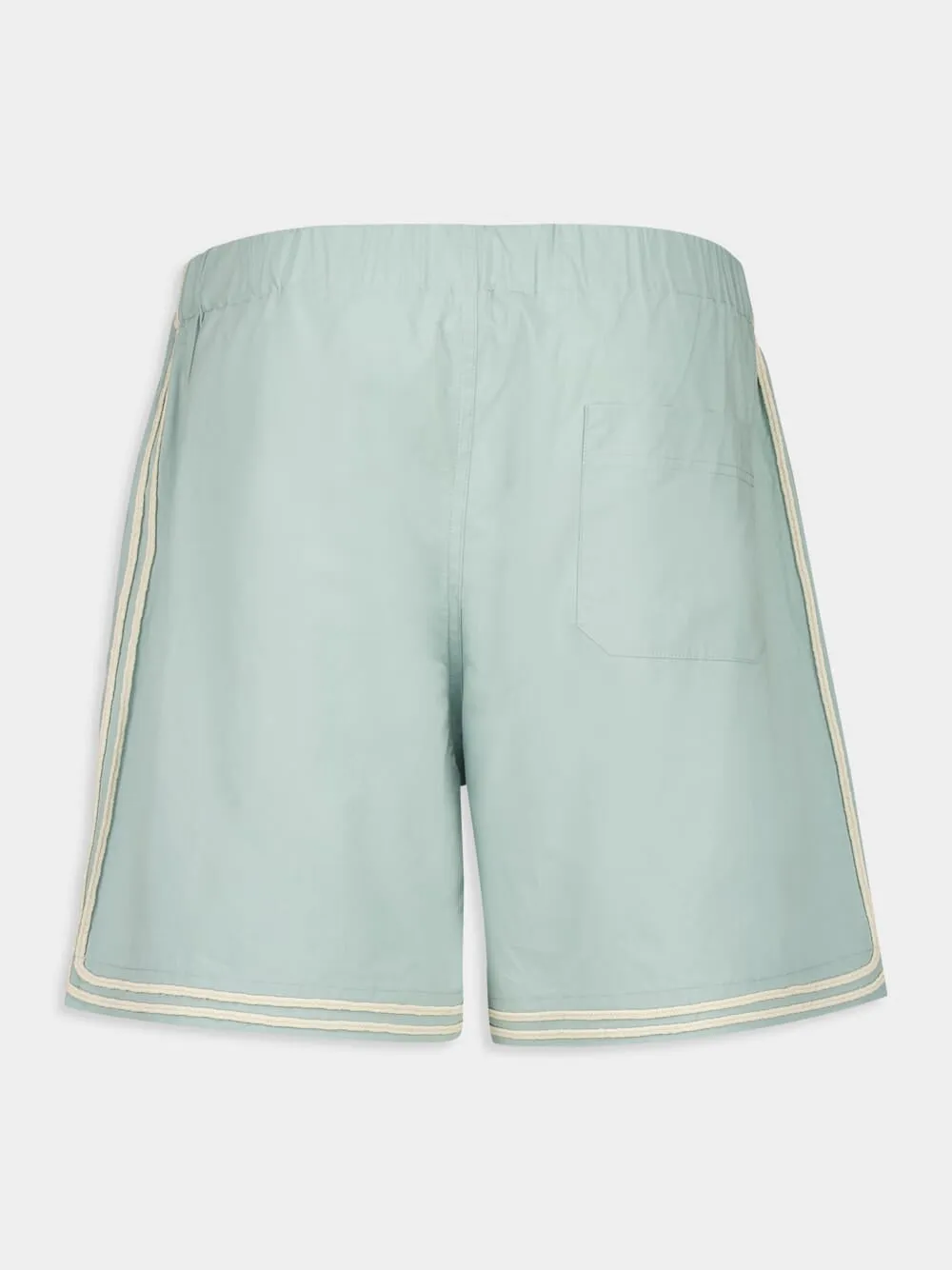 Light Blue Braided Contrast Trim Cotton Shorts
