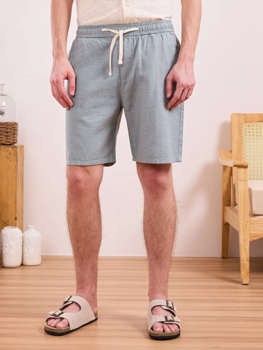 Light Blue Cotton Summer Shorts