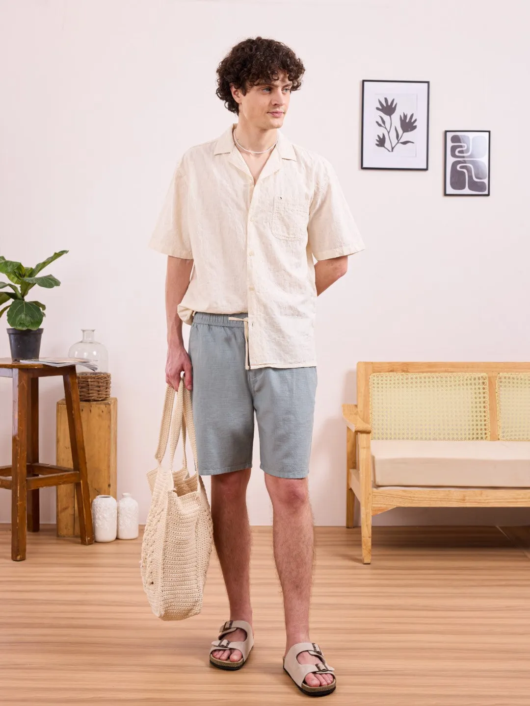 Light Blue Cotton Summer Shorts