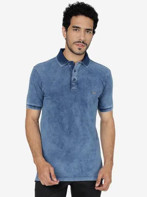 Light Blue Solid Slim Fit Polo T-Shirt | JadeBlue