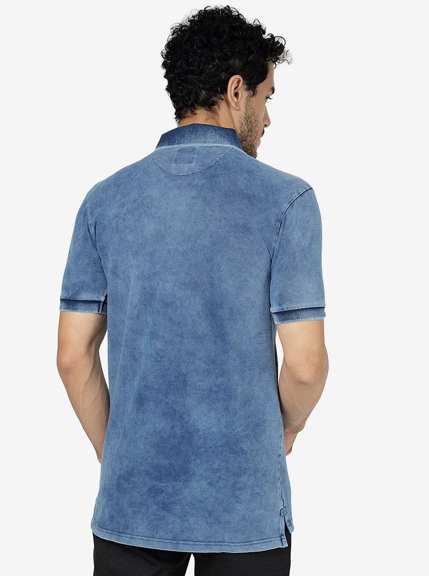 Light Blue Solid Slim Fit Polo T-Shirt | JadeBlue
