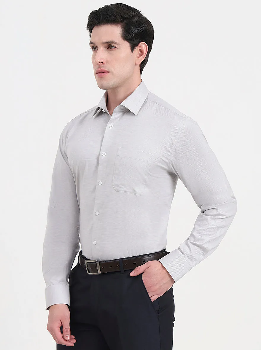 Light Grey Solid Regular Fit Formal Shirt | JadeBlue