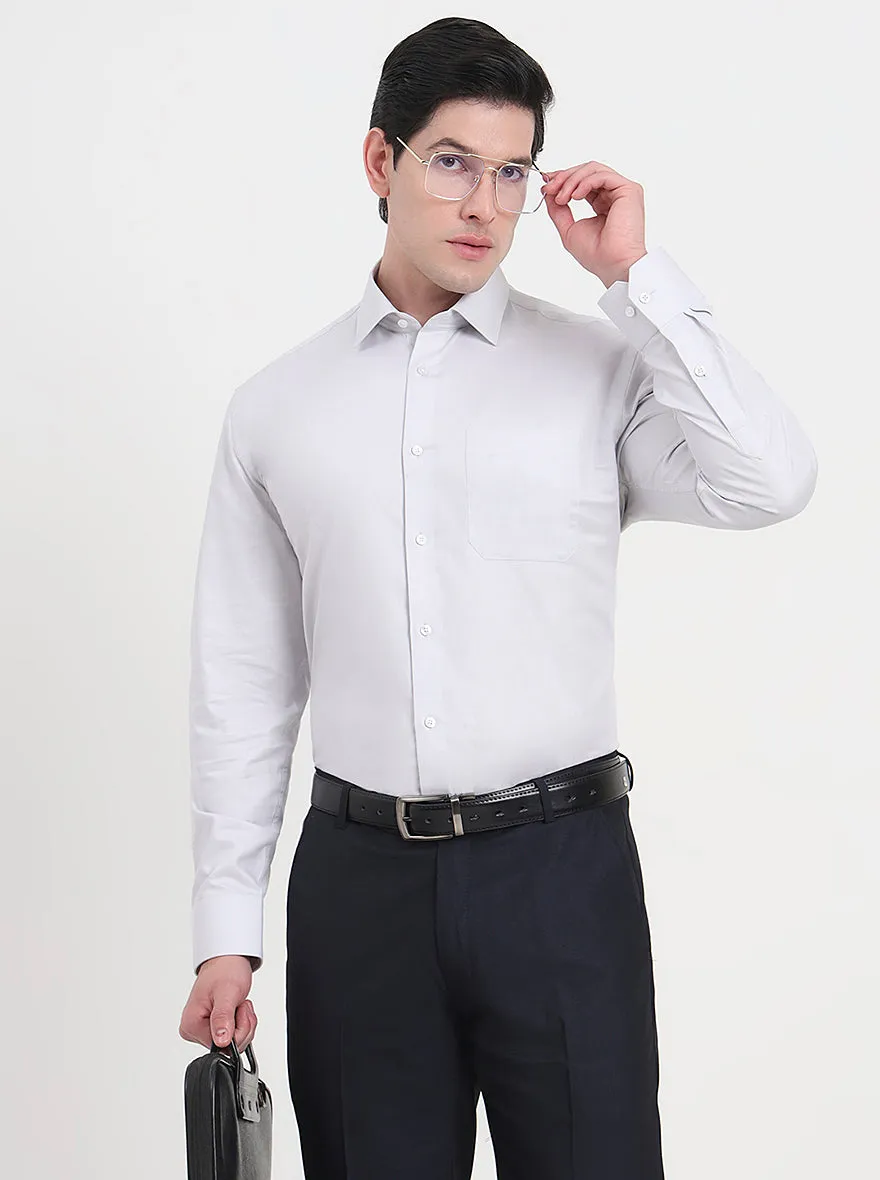 Light Grey Solid Regular Fit Formal Shirt | JadeBlue