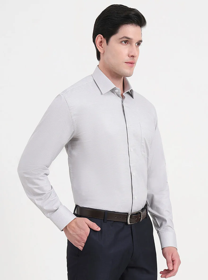 Light Grey Solid Regular Fit Formal Shirt | JadeBlue