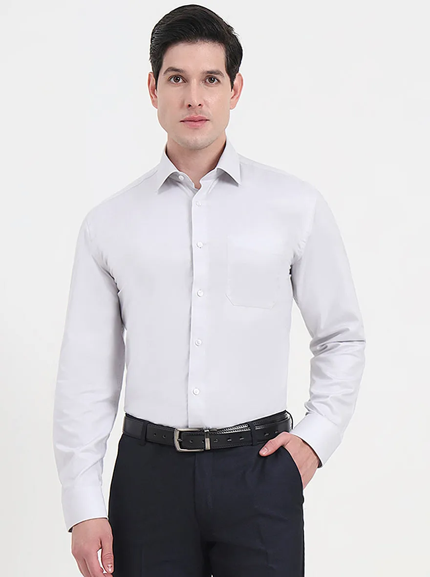 Light Grey Solid Regular Fit Formal Shirt | JadeBlue