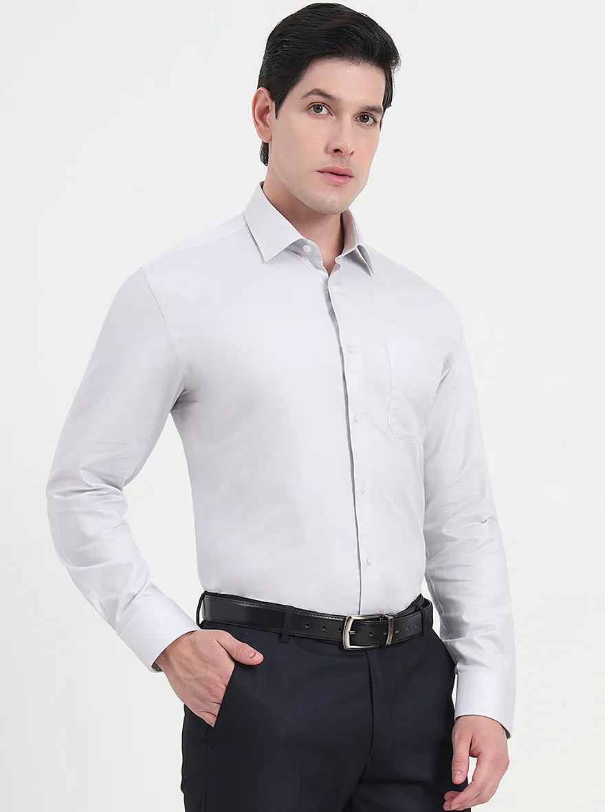 Light Grey Solid Regular Fit Formal Shirt | JadeBlue