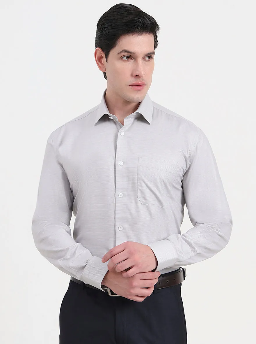 Light Grey Solid Regular Fit Formal Shirt | JadeBlue