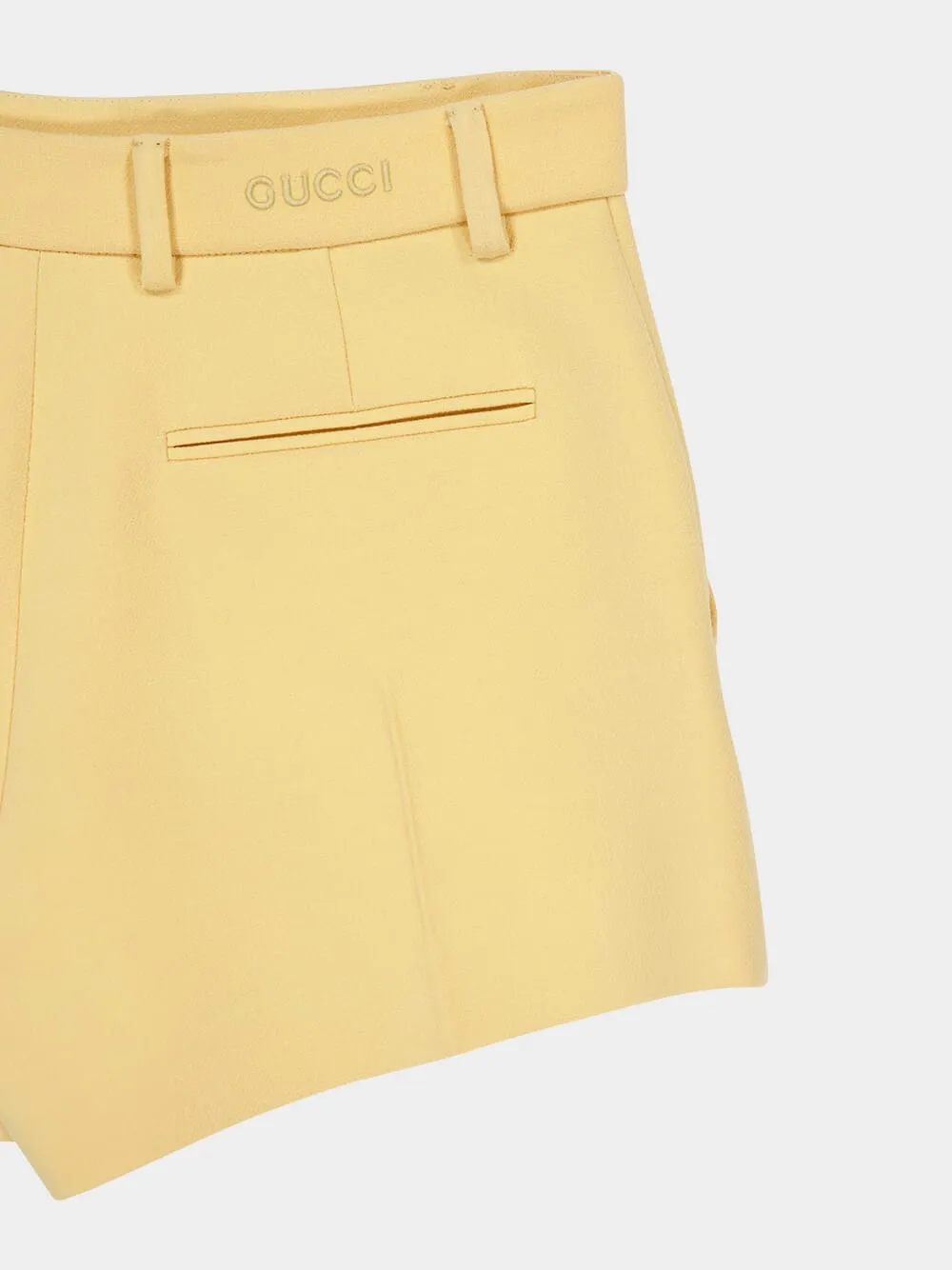 Light Yellow Wool Crêpe Shorts