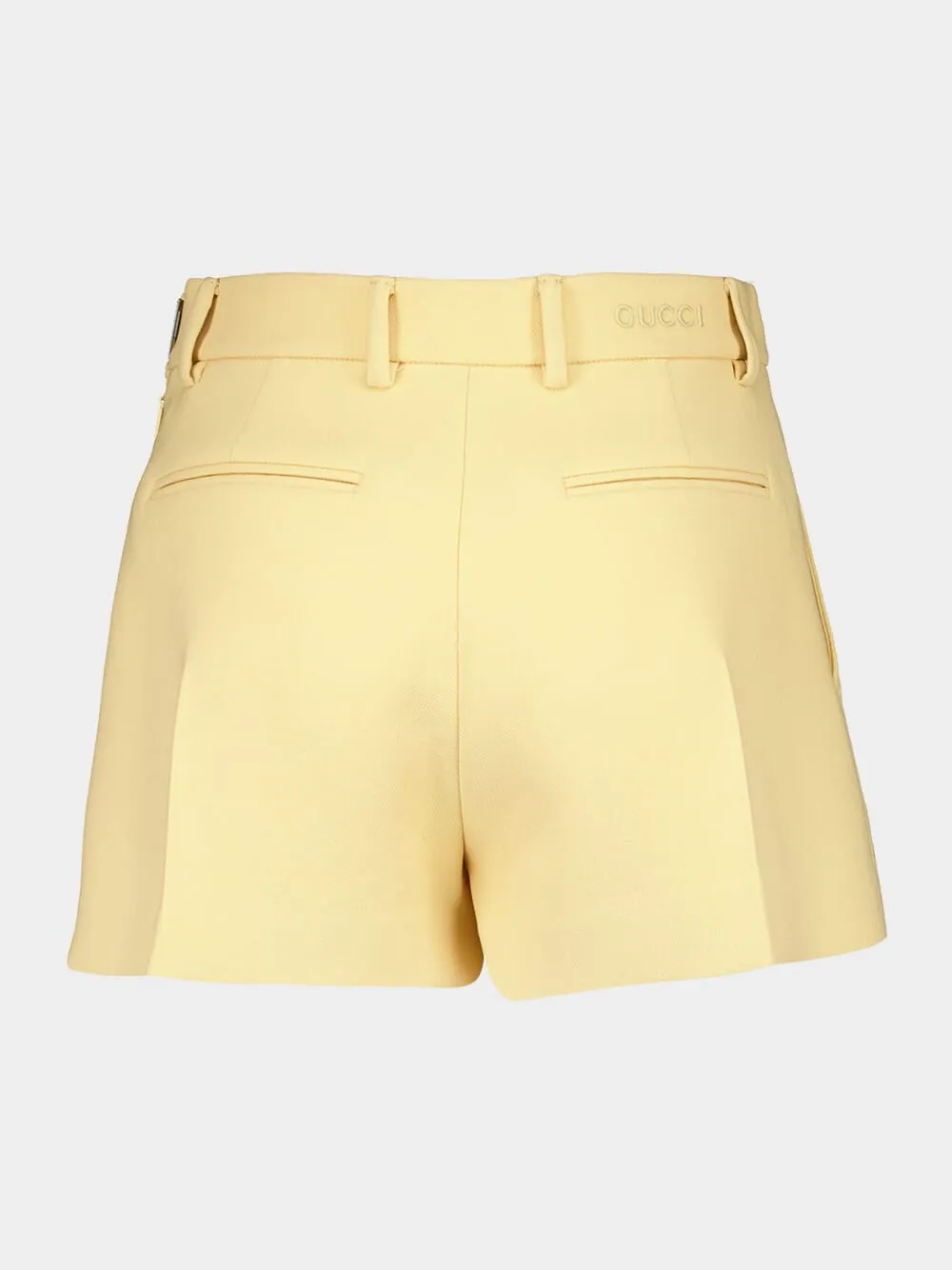 Light Yellow Wool Crêpe Shorts