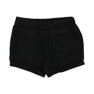 Lil Legs Pull On Shorts - Black Wash (Stonewash Collection)