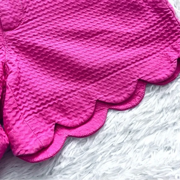 Lilly Pulitzer | Hotty Pink Textured Buttercup Scalloped Hem Shorts