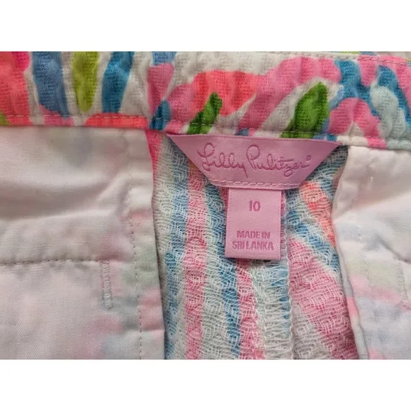 Lilly Pulitzer Sz 10 ADIE Bold Shellebrate Pink Print Shorts