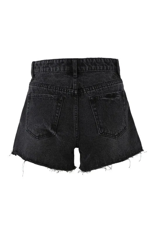 Lilou Distressed denim shorts