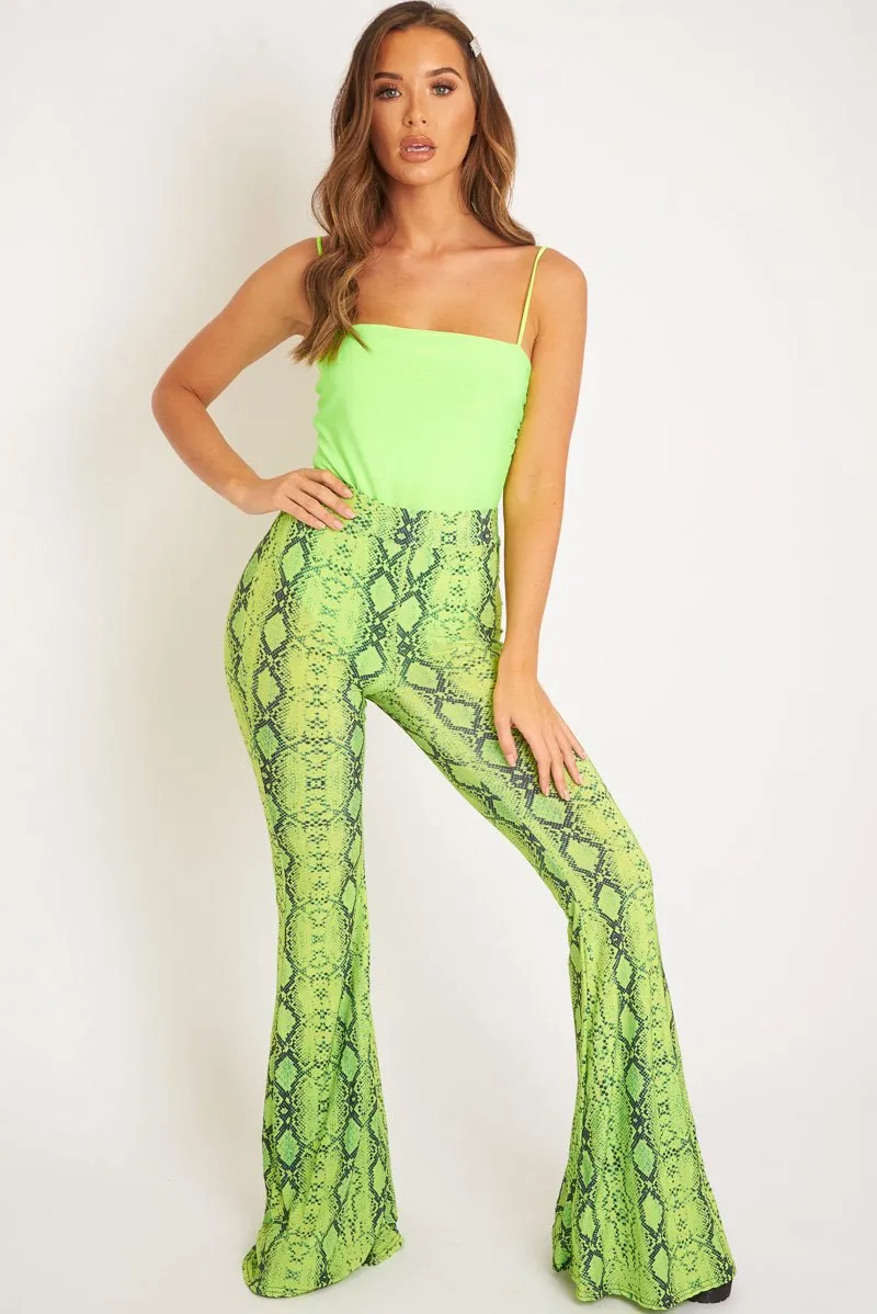 Lime Square Neck Slinky Bodysuit - Sadie