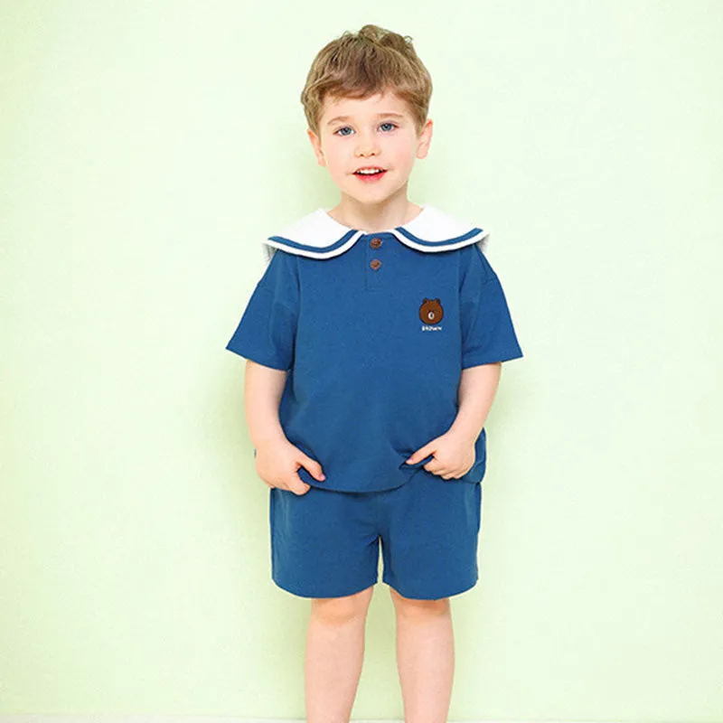 Line Friends Sailor Collar Blue Top & Bottom Set 2306MO17