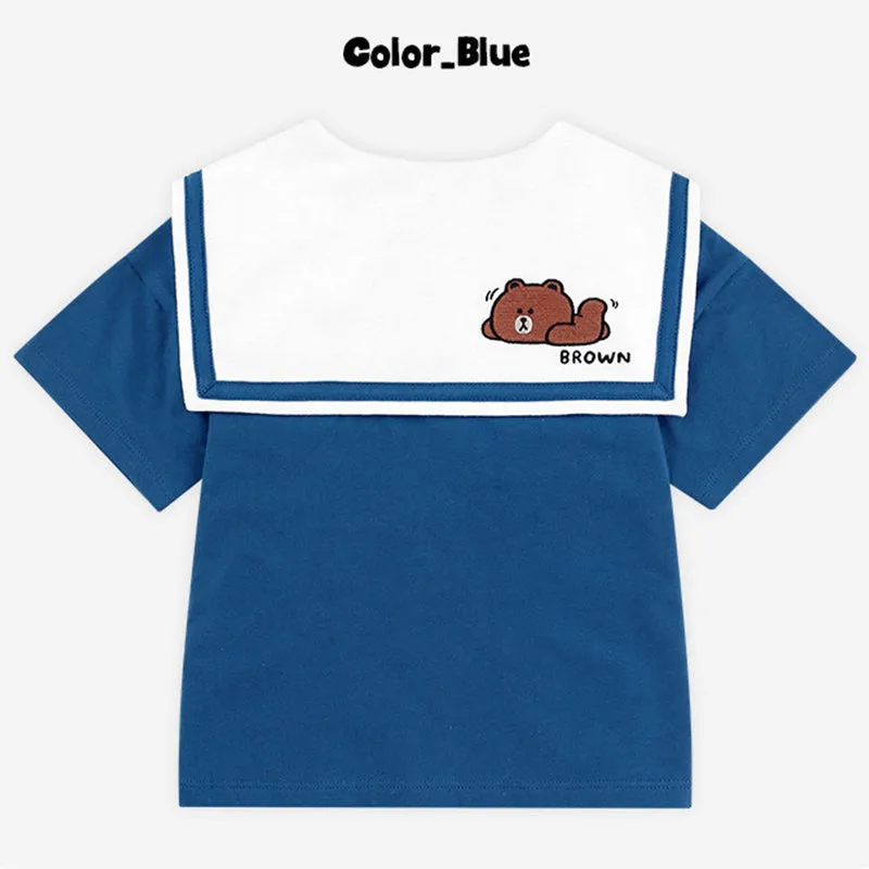 Line Friends Sailor Collar Blue Top & Bottom Set 2306MO17