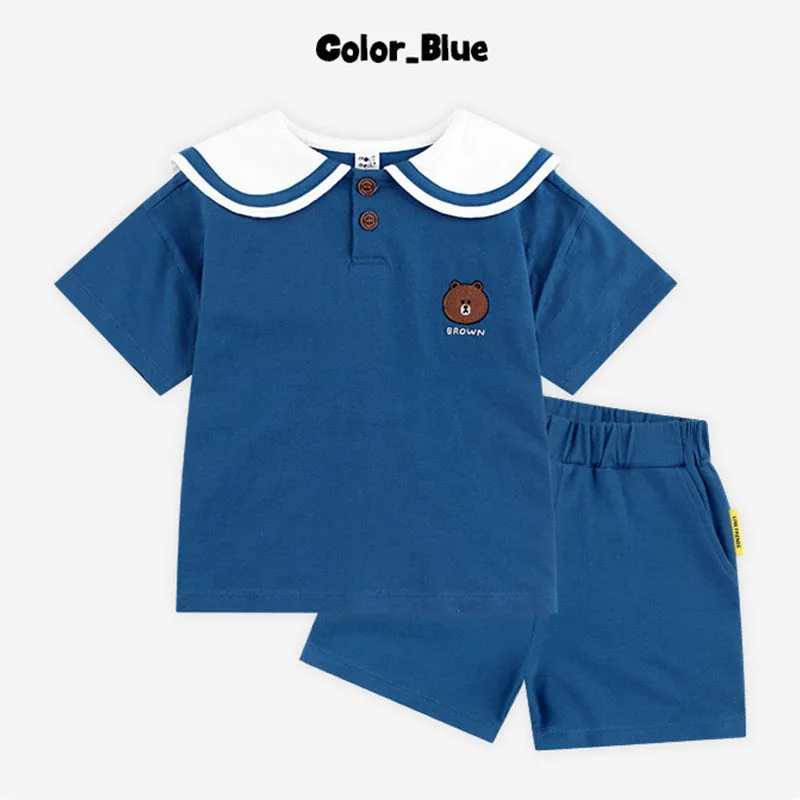 Line Friends Sailor Collar Blue Top & Bottom Set 2306MO17