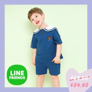Line Friends Sailor Collar Blue Top & Bottom Set 2306MO17