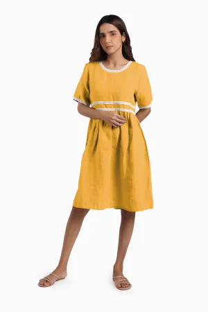 Linen Alchemy Midi Dress-Sunburnt Yellow