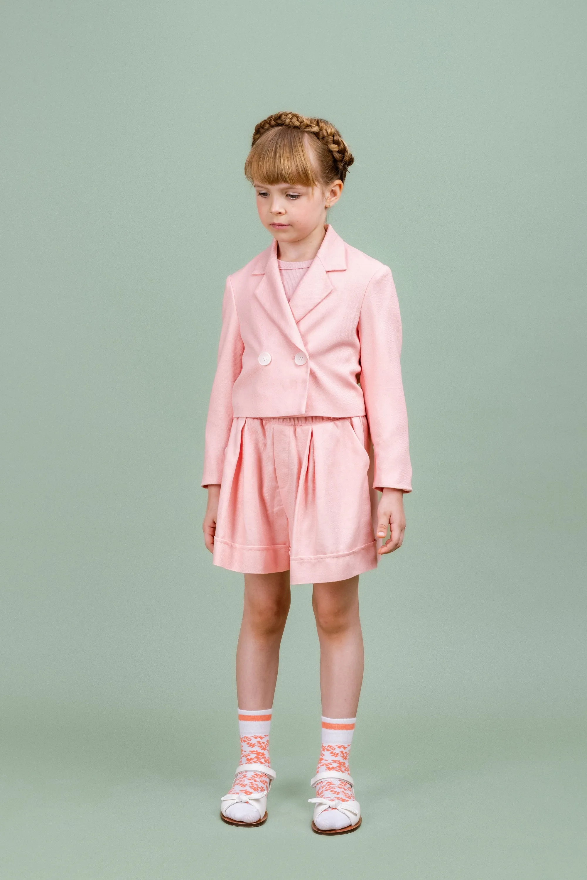 Linen-blend Crop Jacket Sunlit, Pink