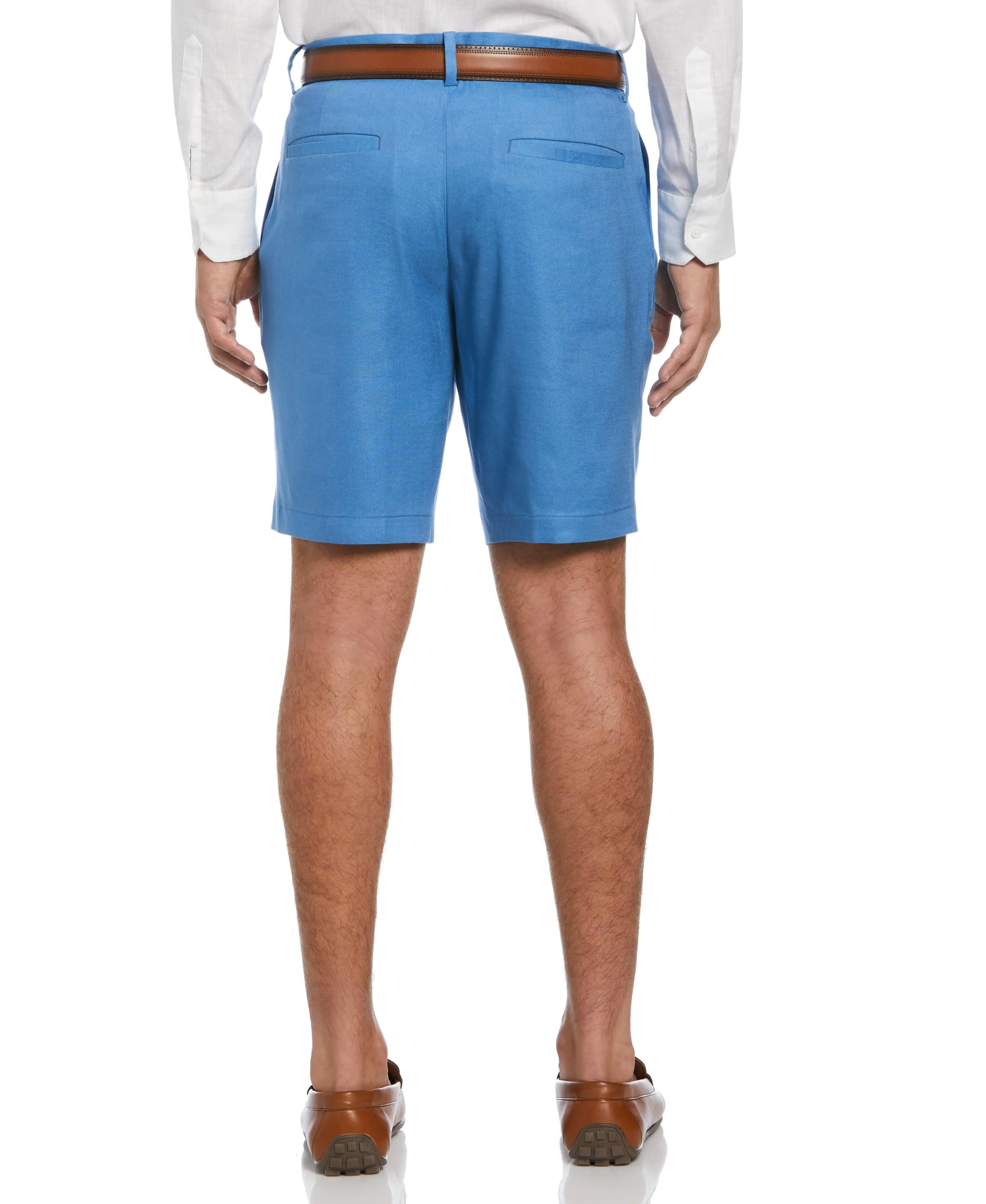 Linen-Blend Stretch Flat-Front Shorts