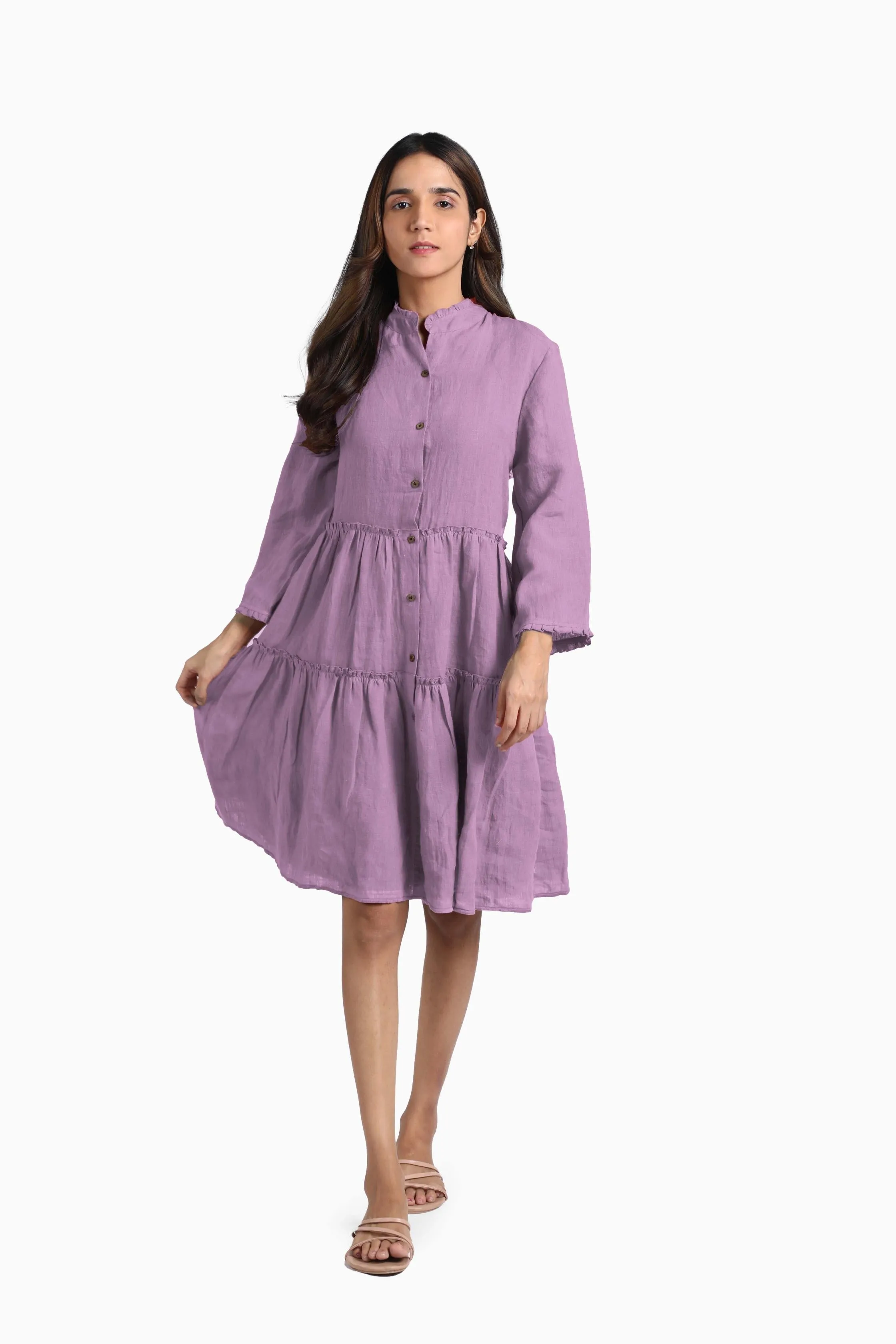 Linen Scarlet Midi Dress-Pacific Blue