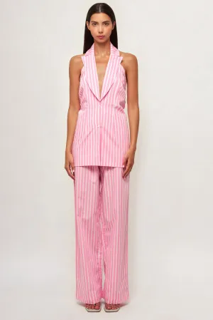 Long Collared Vest | Straight Leg Pant