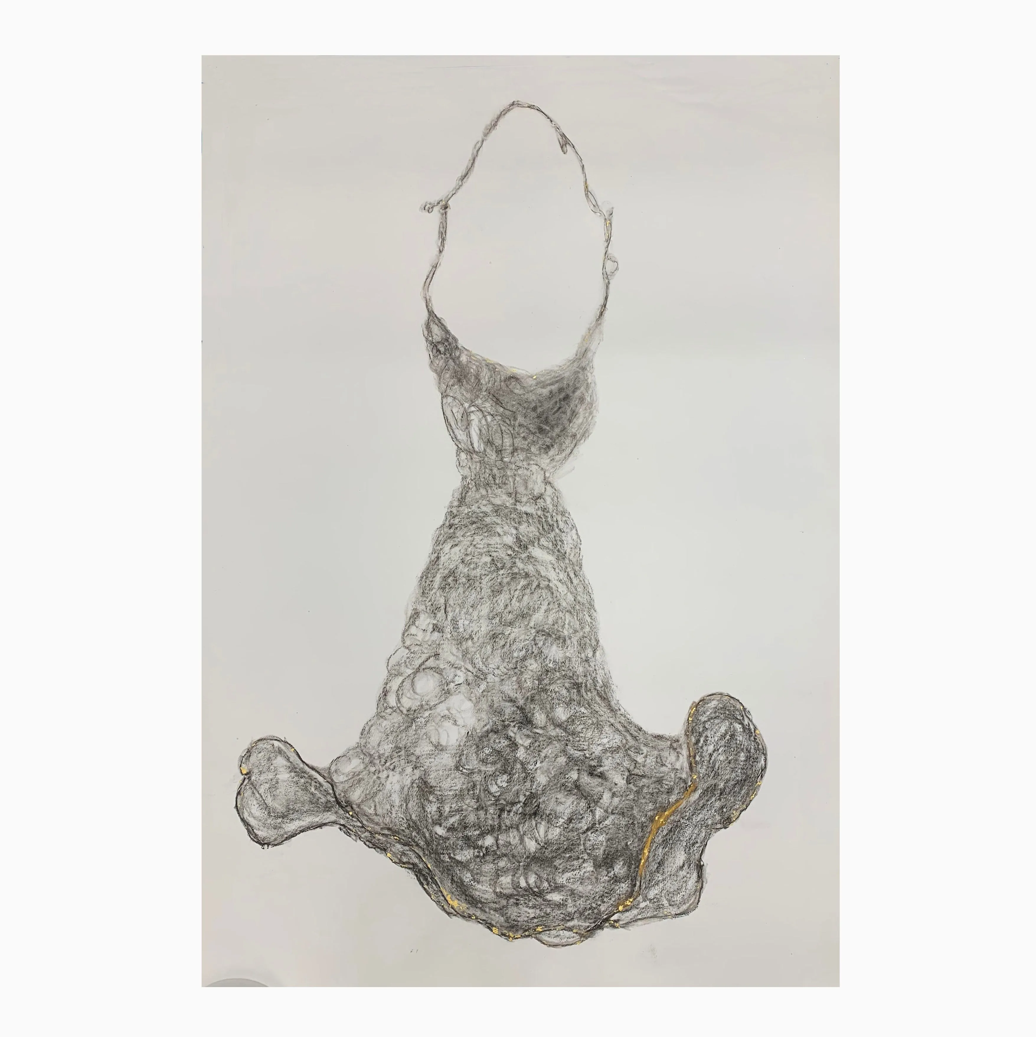 Long Dress Collagraph Embossed Print ~ Aurum Umbra (Gold Shadow) Dress Collagraph