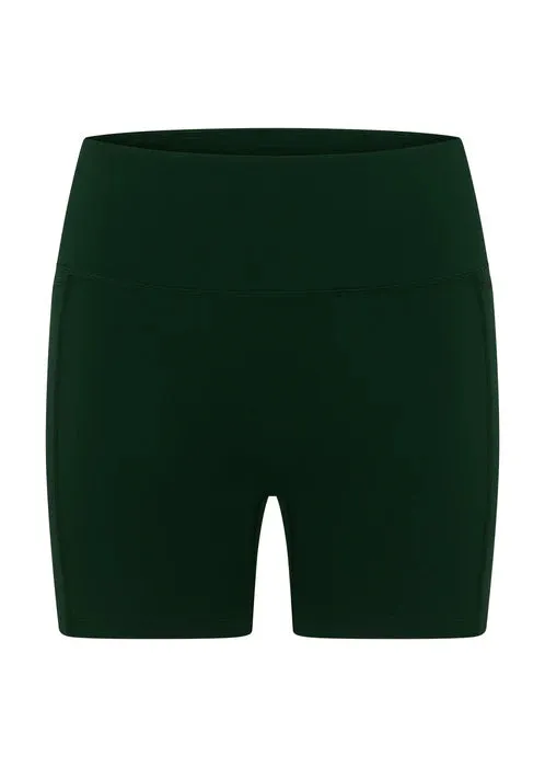 Lorna Jane Amy No Ride Phone Pocket 14cm Bike Shorts - Dark Green