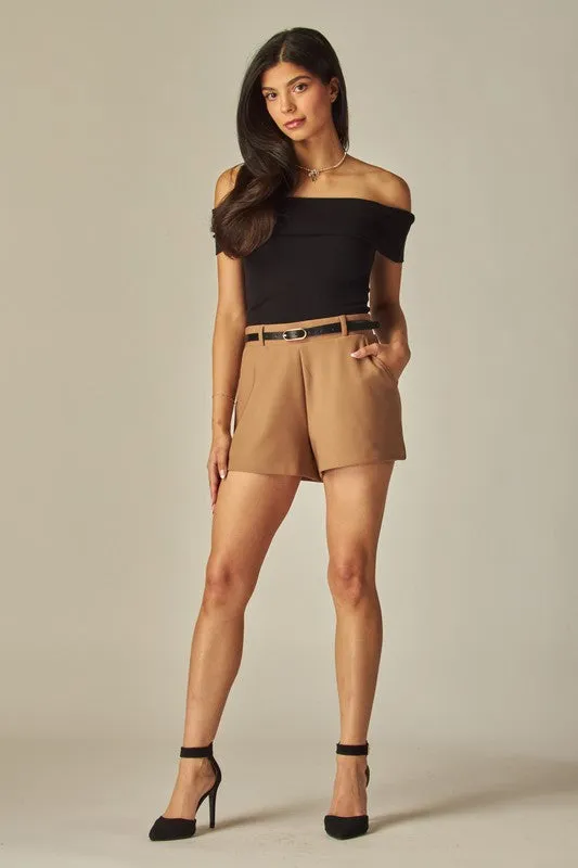 Love Poem Scuba Pocket Shorts with Belt